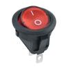 Interruptor Basculante KCD1 Certificado TUV CE ETL, Redondo Superior, Vermelho Inferior, Tampa Transparente, Carcaça Preta, 2 Pinos, 2 Posições, 6A