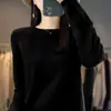 Fabricante Transfronterizo Venta al por mayor Primera línea Ropa lista para usar Tejido sin costuras Suéter de cuello redondo para mujer Holgado Capa interior Capa base En stock