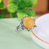 Um Veado Prata S925 Prata Esterlina Hetian Jade Água Fina Jade Cera de Abelha Retro Velho Novo Chinês Flor Brocado Ovo Macarrão Anel