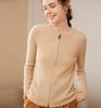 Suéter de Cachemira para Otoño e Invierno Chaqueta de Punto para Viajar Suéter de Manga Larga Exterior para Mujer Cuello Redondo Cremallera Cárdigan Negro