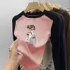 Camiseta de manga larga cálida con bloques de color, cuello redondo, para niños de tamaño mediano a grande, Otoño/Invierno 2026, top básico versátil casual para niñas
