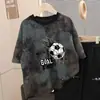Camiseta de Manga Curta Tie-Dye para Meninos Roupas Infantis 2025 Novo Verão Solta Meia-Manga Crianças de Tamanho Médio e Grande Menino Bonito Tops