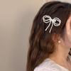 Horquilla francesa elegante con lazo de perla para mujer, elegante horquilla con clip superior, pinza para la parte posterior de la cabeza, clip de pico de pato, accesorios para el cabello de alta calidad