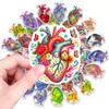 50 Pegatinas Coloridas de Corazón Anatómico, Graffiti Personalizado de Órganos Humanos Pegatinas Decorativas Impermeables para Maleta Cuaderno