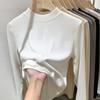 Foto Real de una Camiseta Base Cálida de Color Sólido con Cuello Alto Pequeño para Mujer, Nuevo Estilo Otoño e Invierno 2026 Camiseta de Manga Larga Top 57978
