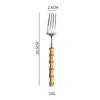 Conjunto de Talheres Ocidentais em Aço Inoxidável, Faca e Garfo para Bife, Colher de Café, Colher de Sopa com Cabo de Bambu, Colher para Sorvete e Sobremesa, Colher de Chá
