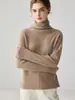 Suéter atmosférico de cachemira con cuello alto y diseño de punto calado texturizado en la parte delantera, top base de punto simple y elegante