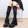 Calcetines de pantorrilla con encaje estilo ballet dulce con orejas de madera para primavera y verano, calcetines de mujer con lazo cosido, calcetines de tubo hueco apilados