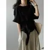 Blusa estilo babydoll tie-dye Beishan Tongshu Resort para mujer, diseño de verano con top asimétrico de cintura fruncida 5993