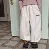 Artículo de liquidaciónPantalones casuales escolares para niños, suaves y cálidos, de forro polar, con puños, letras y forro de forro polar, pants