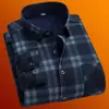 Nueva camisa cálida de franela a cuadros de doble cara, 100% fibra de poliéster, forrada de polar y engrosada para invierno, camisa para hombres de mediana edad y mayores