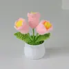 Ramo Pequeño de Punto Transfronterizo en Maceta Regalo para el Día del Maestro Producto Terminado Hilo Girasol Flor Artificial Decoración de Escritorio