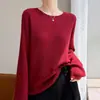 Suéter de Punto de Lana de Terciopelo Estilo Perezoso Cuello Redondo para Mujer, Manga Larga, Prenda Base Cálida Holgada