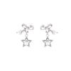 Explosiones coreanas aretes de estrellas de pedrería super brillantes para mujer aguja de plata S925 aretes de lazo de alto diseño joyería para la oreja venta al por mayor