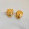 Brincos de Aço Inoxidável Banhados a Ouro 18K Mais Vendidos na Europa e América, Brincos Elegantes com Listras Verticais Vintage Retro