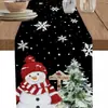 Venta Caliente Transfronteriza Mantel con Estampado de Muñeco de Nieve y Reno Navideño Mantel Individual de Lino para Mesa de Comedor del Hogar de Invierno Decoración Festiva
