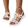 Chanclas Planas de Hebilla Doble de Gran Tamaño para Mujer de Comercio Exterior Europeo y Americano Sandalias Ligeras Retro Casuales Transfronterizas para Playa para Mujer