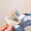 Botas cortas para niña estilo princesa, con purpurina plateada, con cremallera lateral, adecuadas para otoño e invierno, y forradas de forro polar para mayor calidez, botas de piel para niños