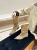 Guo Li Botas Retrô de Bico Fino com Salto Bloco Femininas Novo Estilo Aumento Interno de Altura Botas da Moda Salto Médio Botas Curtas Emagrecedoras Cor Café Botas Martin