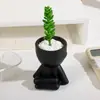 Vasos de Plantas Suculentas Nórdicos, Vasos de Flores de Vinil Simples e Criativos, Decoração de Mesa de Escritório, Plantas Pequenas em Vasos Preguiçosas Preto e Branco