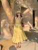 Xiu Xixi 2026 Primavera/Verano Nuevo Vestido Halter Francés Elegante de Tencel Lino Estilo Vacaciones Vestido Largo 88536