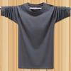 Camiseta de manga larga holgada para hombre, camiseta de cuello redondo a la moda para adolescentes, de talla grande, para otoño, 2024