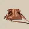 Bolso de Mujer de Piel Genuina 2025 Estilo Nuevo Gama Alta Casual Versátil Cierre de Cordón Textura Bolsa de la Suerte Bolso de Hombro Único Cruzado Bolso de Mujer
