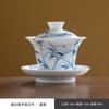 Set de Té Blanco de Porcelana Pintado a Mano Tazón Cubierto Tazón Cubierto Pintado a Mano Tazón Sancai Tazón de Té Blanco de Porcelana Pintado a Mano Orquídea Bambú Nuevo Chinoiserie