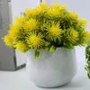 Flores Artificiales Falsas Muebles para el Hogar Adornos de Mesa Balcón Flores de Plástico Planta Verde Falsa Adornos de Plantas en Maceta Mini Decoraciones Bonsái