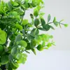 Manojo de Eucalipto de Plástico Planta Verde Artificial Hojas de Eucalipto Hojas Redondas Hojas de Dinero Decoración del Hogar Guirnalda Dintel Arreglo Floral