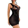 Ribete de encaje europeo y americano calado patchwork body sexy malla minivestido vestido de chica hot fábrica transfronteriza en stock