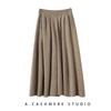 Nova Saia Guarda-Chuva Casual Feminina de Cashmere Outono e Inverno 2026, Engrossada para Aquecimento, Emagrecedora de Cintura Alta, Saia Curta Solta