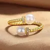 Anillo Elegante de Perla Trenzada Estilo Francés para Mujer, Anillo Ajustable de Gama Alta de Nicho, Accesorio de Moda Trendy Apilable