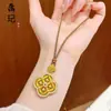 Colgante de Calabaza Chapado en Oro Tendencia de Tiktok, Dios de la Riqueza Amarillo, Brújula de los Ocho Tesoros Propicios, Cadena para Suéter de Cuerda para Cumplir Deseos al por Mayor