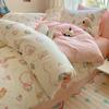Conjunto de Cama de Algodão Puro Desenho Animado Quatro Peças 100% Algodão Doméstico Dormitório Estudantil Capa de Edredom Lençol Jogo de Cama Três Peças