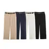 Atacado transfronteiriço 2026 moda estilo europeu e americano versátil casual simples calça reta de perna larga com cinto para mulheres F612686