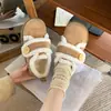 Sapatos femininos estilo Birkenstock com forro de fleece, novos sapatos femininos de inverno 2026, com sola grossa, antiderrapantes, quentes, botas de neve espessadas, sapatos peludos