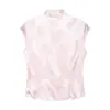 Verano 2026 Nueva Moda Femenina Europea y Americana Transfronteriza Jacquard Satén de Seda Textura Botón Arriba Blusa W085 343902