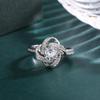 Anillo giratorio con trébol de cuatro hojas y diamantes de imitación de Mosan de fuente viva para mujer. Pulsera para el dedo índice con anillo de boca viva.
