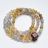 Pulseira de Cristal Amarelo Torre de Cristal Natural Moonlight Endless para Mulheres, Presente Versátil, Super Pulseira Ouro Negro Atacado