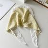 Lenço de Seda Floral Pequeno 2024 Novo Lenço de Seda Estilo Bandana Floral com Renda Splicing Faixa de Cabeça Lenço de Seda