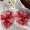 Flor 3D de Malla Colorida Bordada Flor Estéreo Encaje Tela Parche Ropa Accesorios para Vestido de Boda Material de Encaje Mayoreo