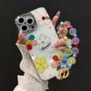 Case de pulseira floral colorido adequado para Apple 17 Pro Max, iPhone 15, estilo fresco de verão 16 capa protetora