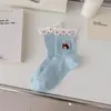 Calcetines Lindos de Media Pantorrilla con Diseño Femenino para Mujer, Estilo Delgado de Verano, Modernos Bordados de Dibujos Animados de Corte Bajo Absorbentes de Sudor Transpirables Calcetines Cortos