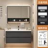 Lavabo de cerámica todo en uno de lujo moderno y ligero, mueble de baño inteligente, combinación de lavabo de madera maciza para inodoro, lavabo