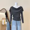 Fábrica de Suéteres Fuente Dalan: Suéter de Punto para Mujer con Cuello Alto y Mangas Largas con Capa tipo Chal, Falso Dos Piezas, Corte Ajustado, Top Adelgazante para Otoño e Invierno