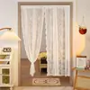 Velcro Renda Coreana Janela Transparente Gaze Branca Cortina Pronta Cortina Divisória de Sala de Estar Autoadesiva Estilo Country Pastoral Cortina de Porta Transparente