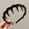 Diadema Ondulada Marrón para Mujer, Uso Diario, Antideslizante, con Dientes, para Lavarse la Cara, Accesorio para el Cabello