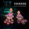 Nuevos pendientes de gota de agua de polvo de colorete clásico chino estilo palacio retro chapado en oro pin de 925 pendientes estilo nacional trabajo de origen