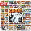 Compra Directa Transfronteriza de 50 Pegatinas Divertidas de Calavera de Neón para Halloween, Pegatinas Creativas Decorativas Impermeables de Polipropileno Neón